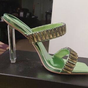 Elegant Green Embellished Heels